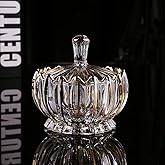 MAGCOLOR Hand Painted Gold Glass Candy Dish with Lid Crystal Candy Bowl, Nut Plate, Decorative Cover Bowl, Chocolate Dish, Crystal Decor Living Room & Dining Room Decor.