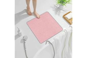 LXXHZZ Non Slip Shower Mat, Comfortable Bath mat for Textured Surface,Quick Drying Easy Cleaning Shower Floor Mat for Wet Area,Without Suction Cups Pink 23 x 23
