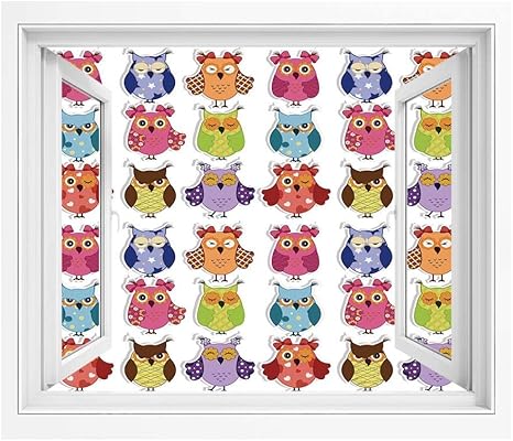 Amazon 保育園 壁紙風景画 壁飾り絵 180x140 Cm 様々な感情と漫画フクロウのセット眠そうな笑みを浮かべて混乱悲しいジェスチャー装飾 窓ポスター インテリア 壁飾り 風景ステッカー 剥がせる多色 ウォールステッカー オンライン通販