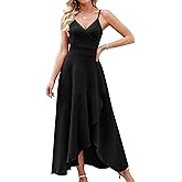 ANRABESS Formal Dresses for Women Evening Party Cocktail Long Dress Split Elegant V Neck Wrap Ruffle Wedding Guest Dresses