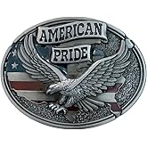LKKLUYIC American Pride Eagle Belt Buckle, Patriotic Flag Design, Western Style, Silver