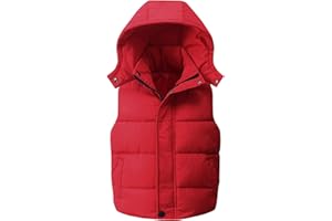 Happy Cherry Kids Padded Vest Winter Puffy Detachable Hooded Zipper Up Sleeveless Jacket 5-12T
