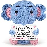 Hudiegify Valentines Day Gifts for Him Her, Romantic I Love You Boyfriend Girlfriend Valentines Day Gifts, Wedding for Women Men Couples Husband Wife, Handmade Emotional Crochet Elephant Doll