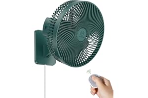 LEMOISTAR 10 Inch Wall Mounted Fan with Remote Control, 90°Oscillating, High Velocity 4 Speeds, Timer, Adjustable Tilt, 70Inch Cord, Ultra Quiet,for Bedroom Garage RV Office Home