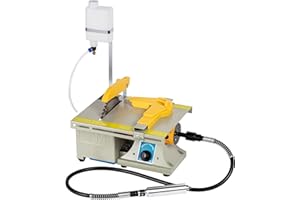 ANGELLOONG 110V Jewelry Rock Saw, 0-10000r/min Wet Saw Lapidary with Flexible Shaft for Rock Cutting，Lapidary Equipment for Grinder Polishing Cutting Machine, Left Benchtop