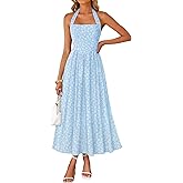 ZESICA Women's Summer Sleeveless Floral Maxi Dresses 2026 Halter Neck Wedding Guest Cocktail Party Flowy A Line Long Dress