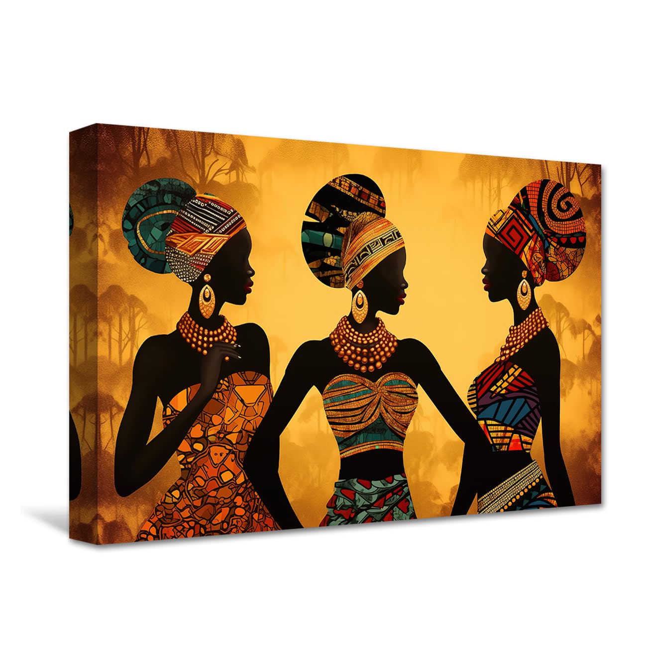 CXHOSTENT African American Woman Wall Art Black Art Painting African Girl Canvas Prints Retro Artwork for Black Women Girls Bedroom Decor (B, 30.00 x 45.00 cms)