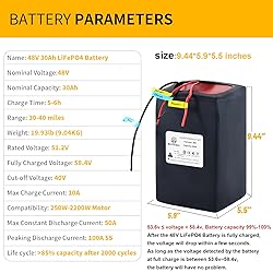 BtrPower 48V 52V Ebike Battery 30AH LiFePO4 Battery