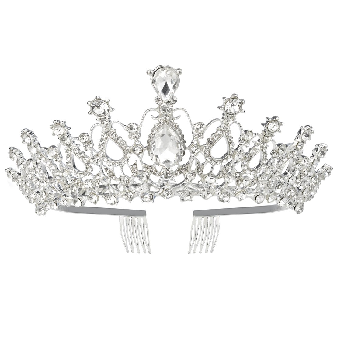 SUMERSHA Wedding Tiara Crown with Comb Bridal Pageant Rhinestone Crystal Prom Gorgeous Headband Hair Accessories For Party Birthday Christmas