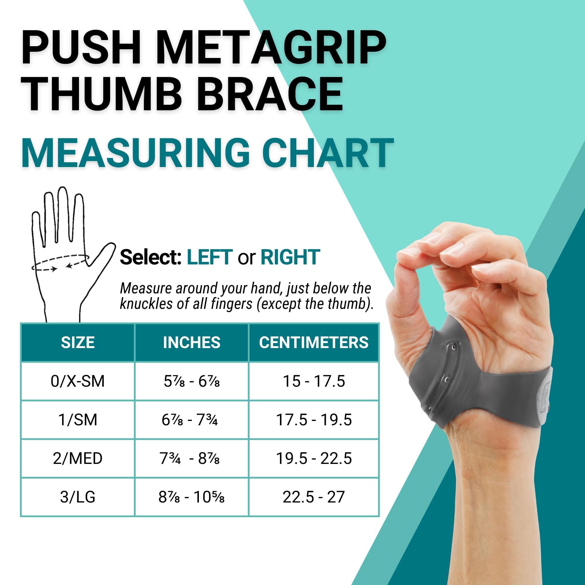 PUSH MetaGrip CMC Thumb Brace for Arthritis Pain Relief | Thumb Stabilizer & Support for CMC Joint Osteoarthritis Pain | Adjustable & Comfortable (Right Hand, Small)