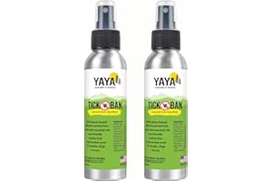 Yaya Organics Tick Ban | Extra Strength Tick Repellent Made with Essential Oils and All Natural, DEET Free Ingredients | Proven Effective, Safe for Adults, Kids and Dogs | 4 Ounce 2 Pack