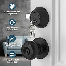TICONN Round Door Knobs, Ball Door Knob with Dead