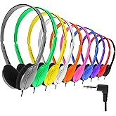 Yunsailing 10 Pack Bulk Over Ear Headphones Set On Ear Headsets Earphones with Adjustable Headband and 3.5mm Plug for Group Learning, Computer Lab, Library, Online Lesson (Multicolor)