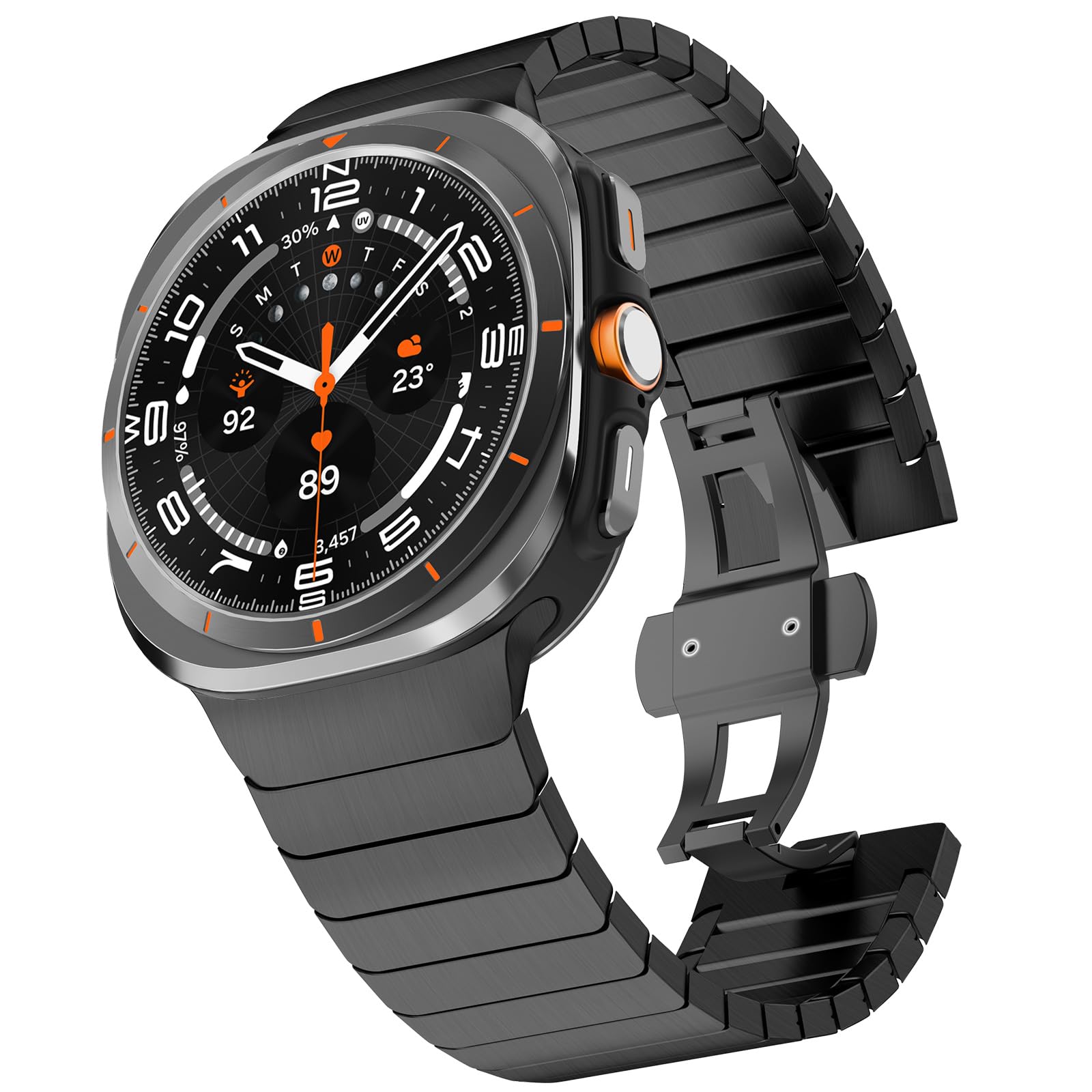 KADES Stainless Steel Band Compatible with Galaxy Watch Ultra/Ultra 2025 47mm, Metal Link Bracelet with Butterfly Clasp, Adjustable Business Band for Galaxy Watch Ultra, Black Color
