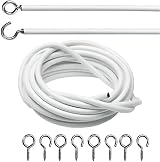 DIVCHI Net Curtain Wire Set 2M with 4 Eyes & 4 Hooks White
