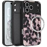 Aijohnny Phone Case for iPhone 17 Pro Max,[Compatible with Magsafe][Full Camera Protection], Tortoise Shell Shockproof Protective Phone Cover for Women, Fashion Slim Lightweight Magnetic Case Black