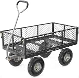 Gorilla Carts Solid Steel Utility Wagon 800 lb Capacity 4 Wheel Pneumatic Tires