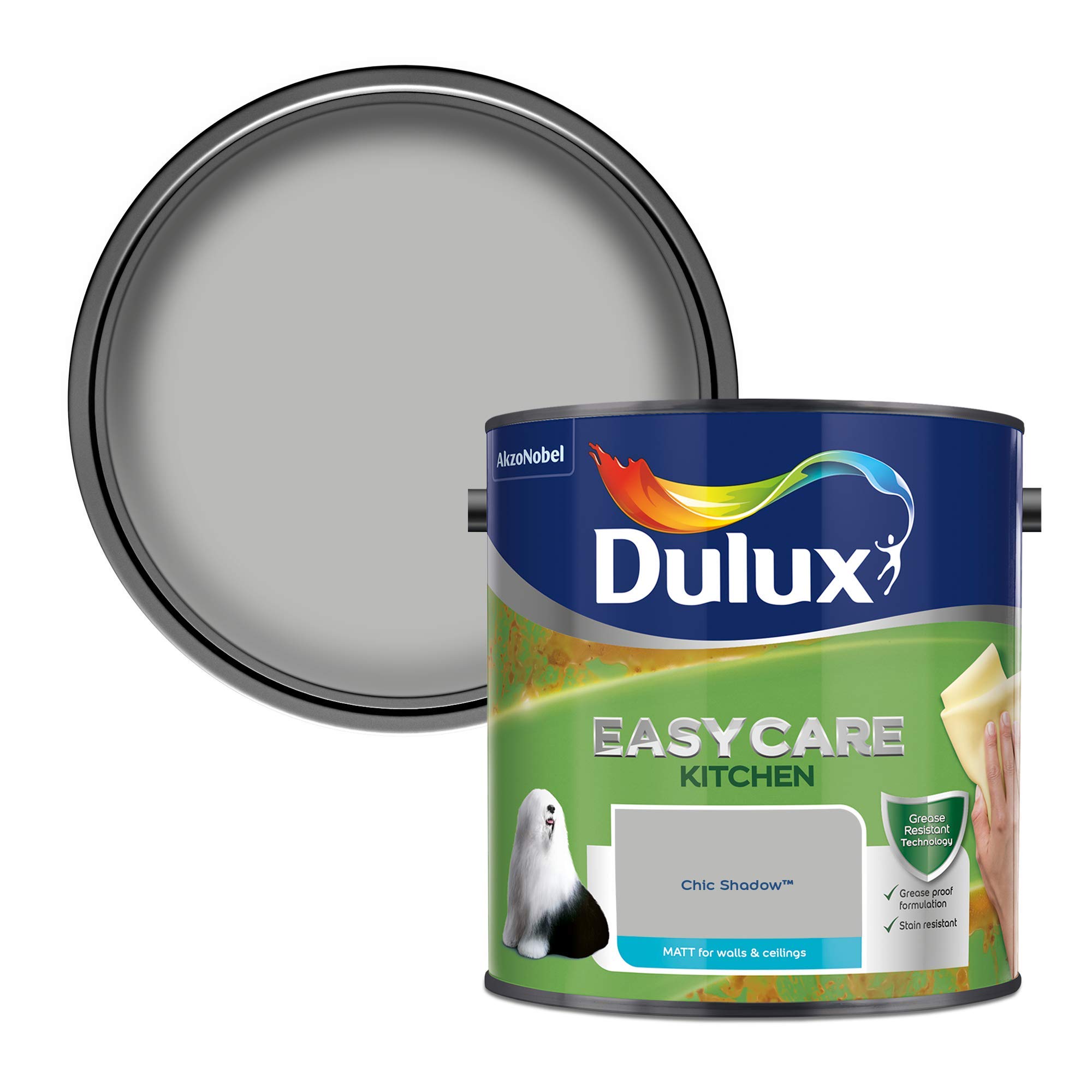 Dulux Easycare Kitchen Matt Emulsion Paint For Walls And Ceilings - Chic Shadow 2.5 Litres