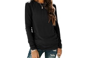 YZEGGO Womens Long Sleeve Shirts Pleated Tunic Tops Loose Dressy Casual Blouses Basic Trendy Fall Clothes 2024