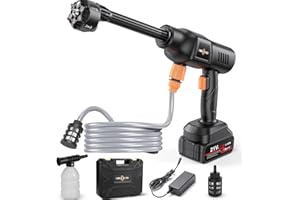 OMGEXTRD Cordless Pressure Washer, 900PSI Portable Power Washer with 3.0Ah Battery, 1.8Max GPM Cordless Power Washer Battery Operated with 6-in-1 Nozzle, Foam Pot, 16ft Hose, suit for Car/Floor/Garden
