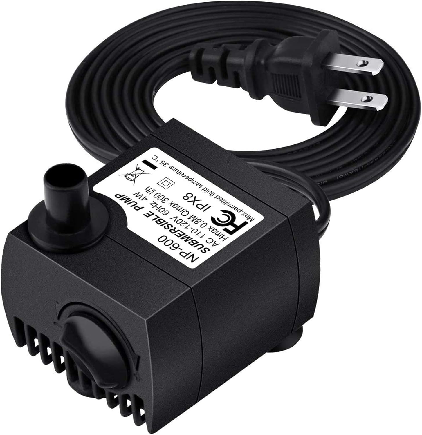 Homasy 80 GPH (300L/H, 4W) Submersible Water Pump, Ultra Quiet For Pond, Aquarium, Fish Tank Fountain, Powerful Water Pump with 5.9ft (1.8m) Power Cord : Submersable Fountain Pump With Cord : Pet Supplies