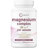 Magnesium Complex for Women, 240 Vegetarian Capsules | 20-in-1 Formula - Magnesium Blend with Vitamin D3, K2, Ashwagandha & More | Filler Free, Non-GMO