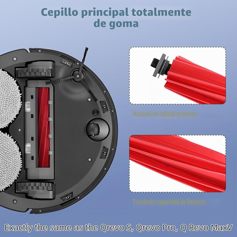 Accesorios para Roborock Qrevo Pro,Qrevo S Aspiradora,1 Cepillo Principal,2 Filtros HEPA,6 Bolsas para el Polvo,4 Toallitas,4 Cepillos Laterales (Negro),1 Cepillo,1 Destornillador — foto 3 de 8