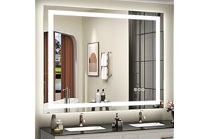 ODDSAN 44x36 LED Lighted Mirror for Bathroom Wall, Dimmable Vanity Mirror with Lights, Anti-Fog, ETL Listed (Backlit and Front Lit)