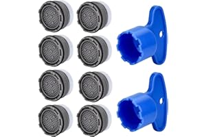 MOILINJAEY 8PCS Faucet Aerator, 18.5mm Water-Saving Flow Limiter Set for Bathroom or Kitchen Replacement Parts, With 2PCS Wrench Disassembly Tool(1.5GPM)
