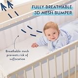 Purflo Breathable Cot Bumper 2pcs Cloud Grey Fits 140x70 cm view 2