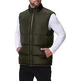 WHN Men's Puffer Vest Outerwear Winter Zipper Quilted Puffy Sleeveless Jacket Outdoor Size M to XXL