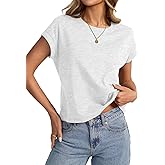 EasyGala Womens Cap Sleeve Crop Tops Cotton T Shirts Crewneck Loose Fit Short Sleeves Tee Summer Fashion Clothes 2026