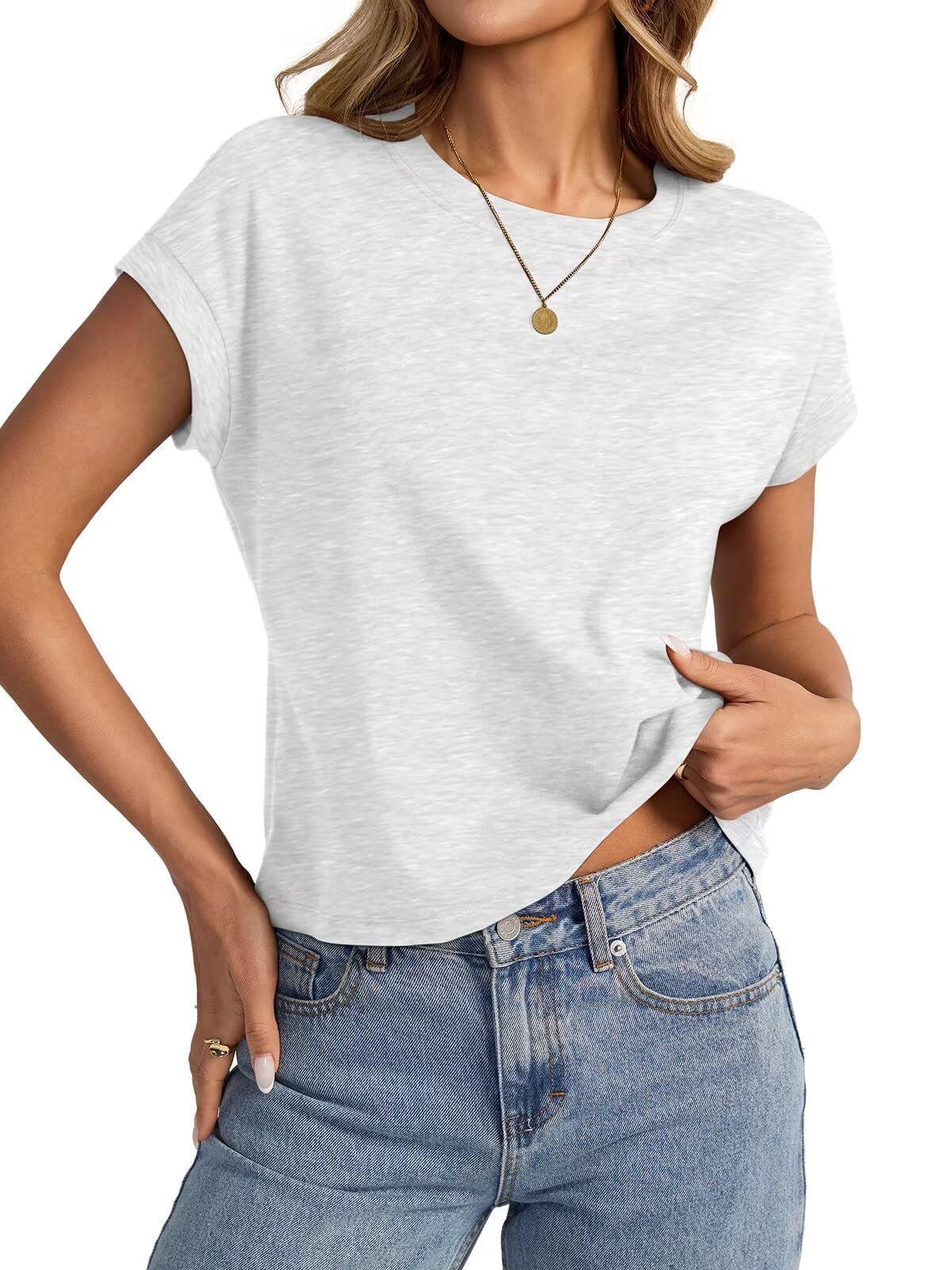 Photo 1 of EasyGala Womens Cap Sleeve Crop Tops Cotton T Shirts Crewneck Loose Fit Short Sleeves Tee Summer Fashion Clothes 2025 purple