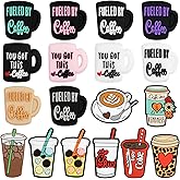 Fantasyon Silicone Focal Beads for Pens Coffee Cup Silicone Accessory Kit 18 Pcs Colorful Round Silicone Beads for Keychain Making Bracelet Necklace Handmade Crafts (Cup 1)
