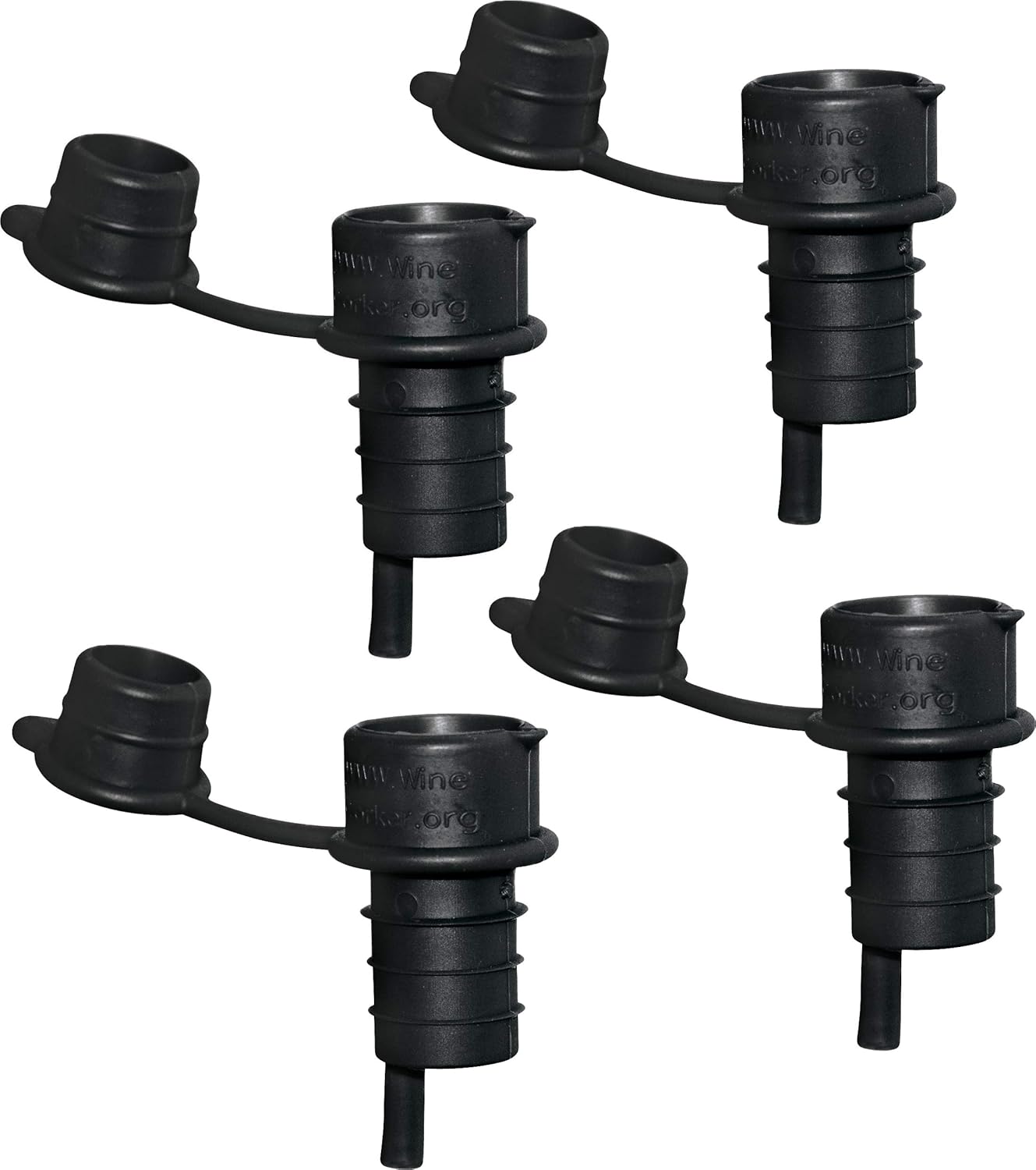 Haley's Corker Black 5-in-1 Wine Aerator, Stopper, Pourer, Filter and Re-Corker, 4-Pack