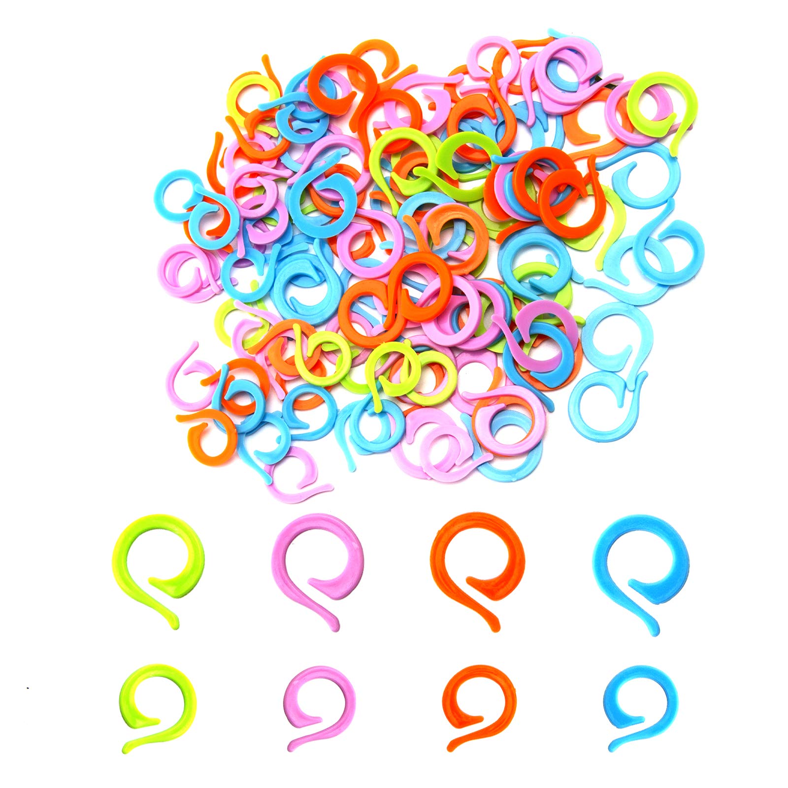 AIEX 120 Pieces Knitting Stitch Markers, 60 Large 60 Small Plastic Crochet Brand Rings, Knitting Stitch Rings for Sewing Knitting T – Random Colours