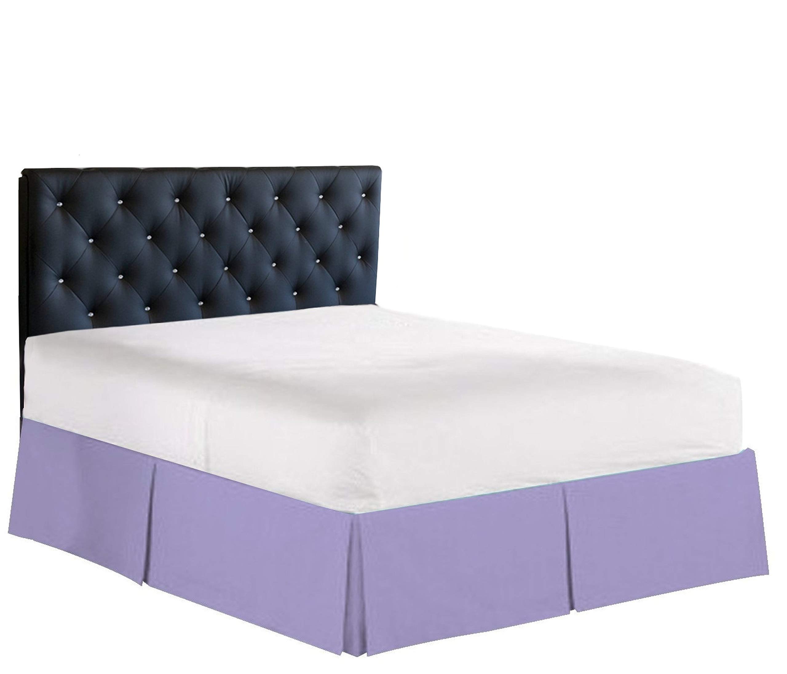 Photo 1 of 100% Cotton 800 Thread Count Box Pleated Bed Skirt - Luxury Pleated Dust Ruffle, Hotel Quality Modern Bed Skirt, Easy Fit with 15 Inch Tailored Drop, Queen, Lilac