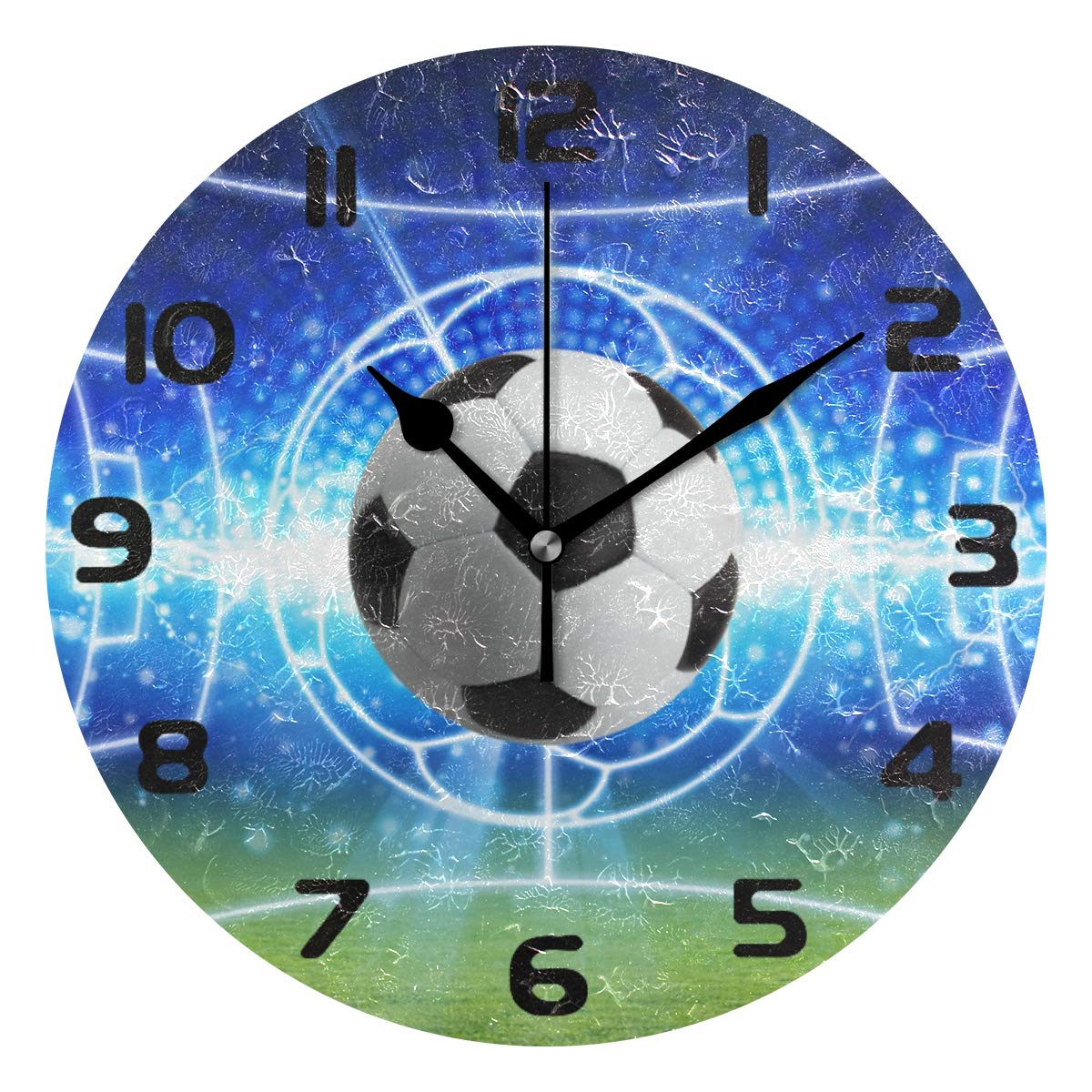 Hunihuni Wall Clock Sport Ball Football Soccer Silent Non-ticking Clock for Bedroom Living Room Home Office Decor