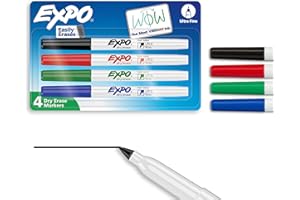 Expo Low-Odor Dry Erase Markers Ultra-Fine Tip Assorted Colors 4 Count
