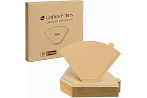 Coffee Filters #4, 100 Count Unbleached Natural Cone Coffee Filters for 8-12 Cup Makers, Eco-Friendly Durable Paper Filters, 