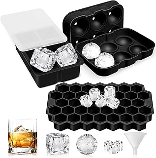 Newdora Eiswürfelform, 3 Stück Silikon Eiswürfel Form Mit Deckel Eiswuerfelbehaelter, LFGB Zertifiziert Eiswürfelformen Ice Cube Tray Eiswürfelbehälter für Familie Partys 6+6+37 Fach