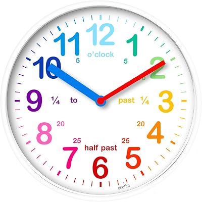 Acctim Wickford Kids Wall Clock White 20cm Quartz Educational Time Teaching
