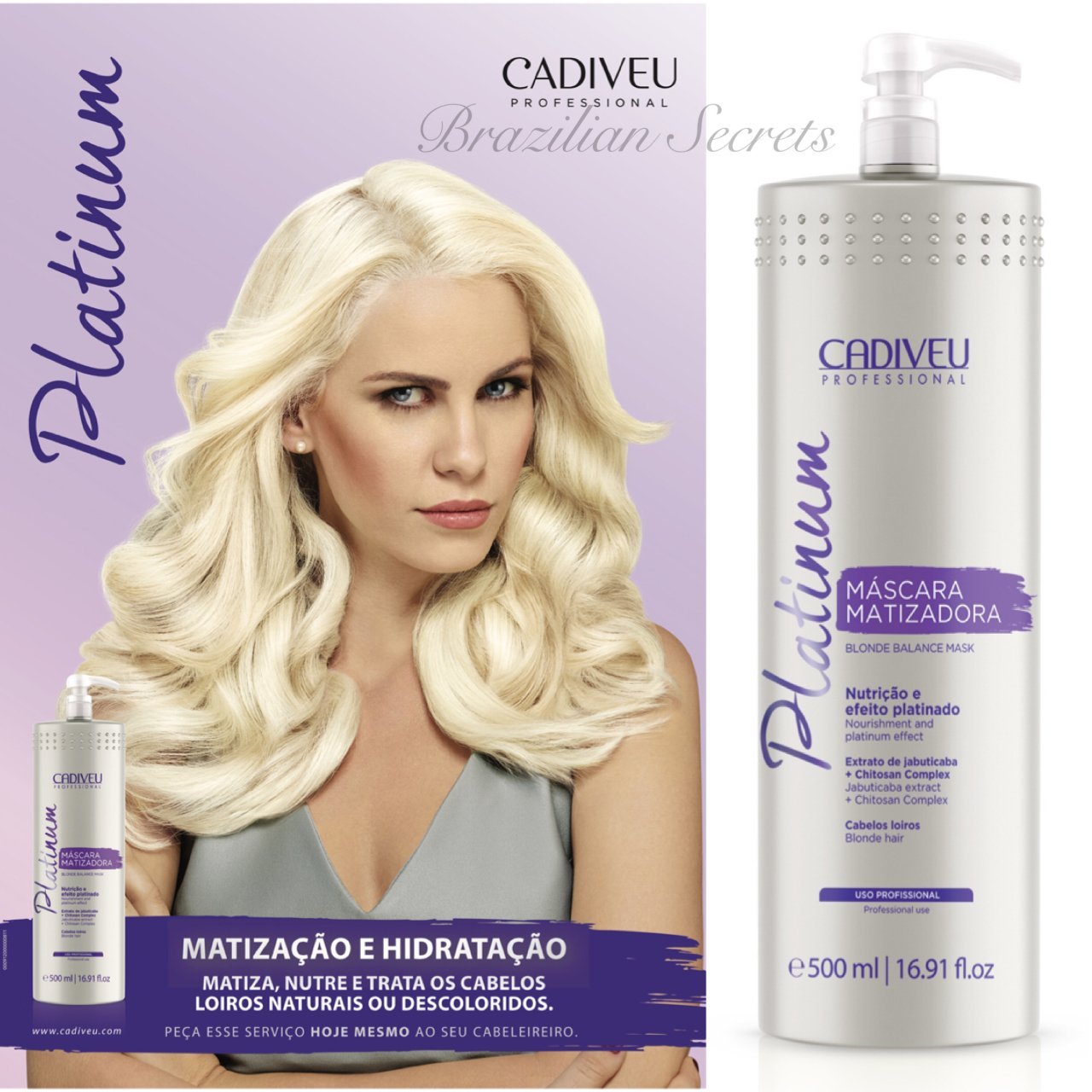 Cadiveu Platinum Blonde Toning Balance Silver Hair Anti Frizz