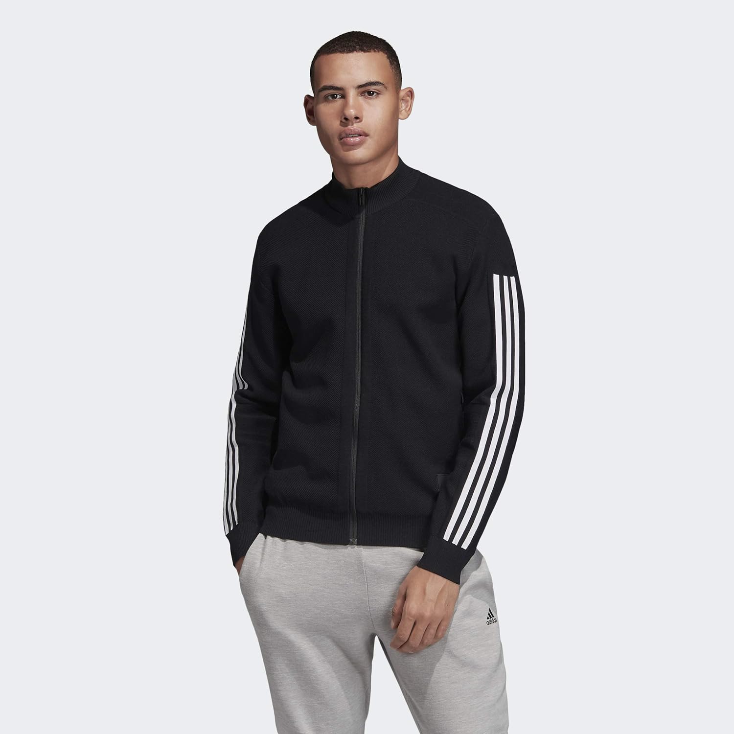 adidas Men's Essentials 3-stripes Tricot Track Jacket (Black1, Medium): Clothing