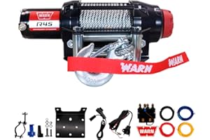 Warn R45 Wire Rope Winch 50’ of 1/4” steel rope, roller fairlead, corded remote, and dash-mounted control switch