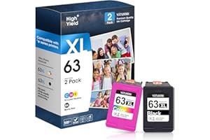 YATUNINK 63XL Ink Cartridge Black and Colour Compatible for HP 63 Ink Cartridges Works with HP DeskJet 1112 2100 3600 Series,