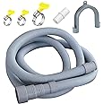 Lyplus Gray 10ft Heavy-Duty Polypropylene Drain Hose with Clamp, Universal Fit for Washing Machine & Dryer, 1-1/2 Inch Outlet