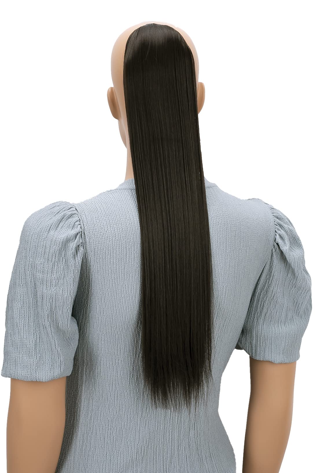 CAISHA 24" Hairpiece Clip On Ponytail With Two Bands Longhair Extension Straight Chocolate Brown HC8 โ image 1