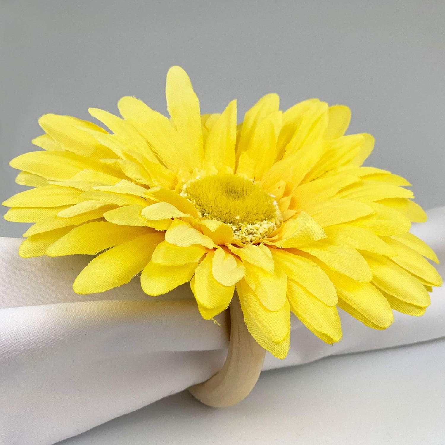 Yellow flower rustic napkin rings are great to decor your