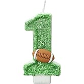 CasaPopz Football Birthday Number Candles for Cake Green Number 1 Candle 1st Football Cake Topper Cupcake Topper for Football Birthday Party Decorations Supplies Favors